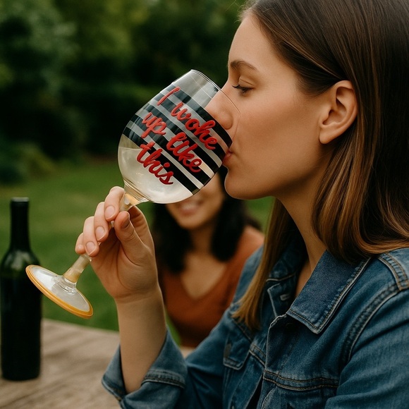 Sassy Stems “I Woke Up Like This” Wine Glass - Picture 2 of 5